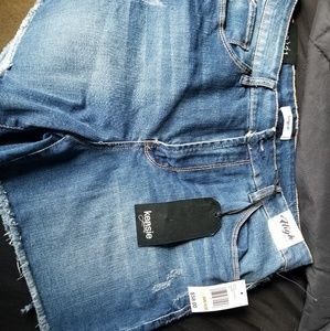 High rise frayed shorts